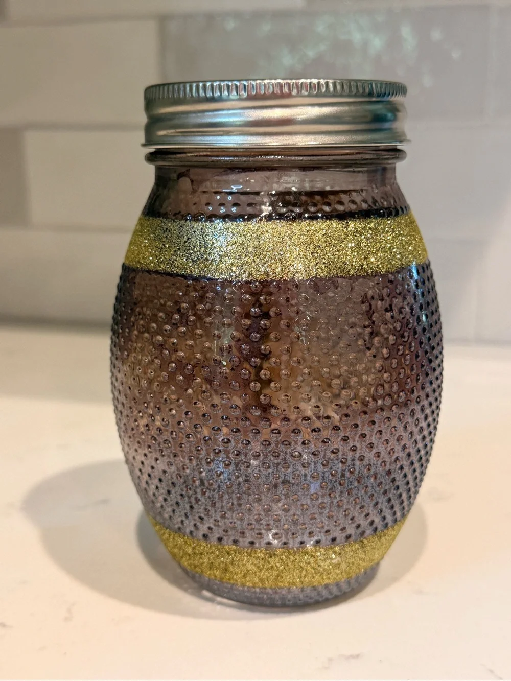 Glitter Football Mason Jar Drinking Glass – 20 oz